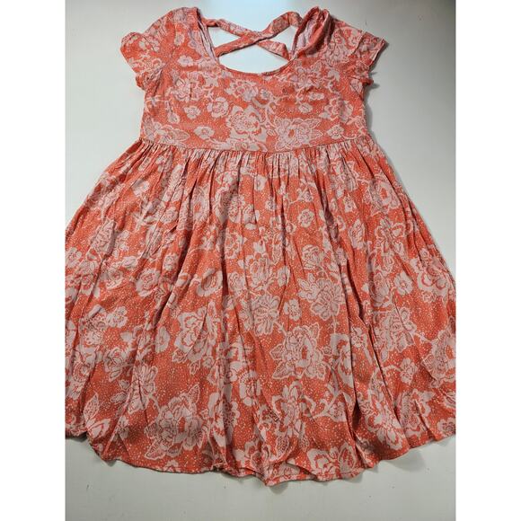 Torrid size 00 babydoll criss cross back floral peach color tunic (M /L) casual - Picture 5 of 7